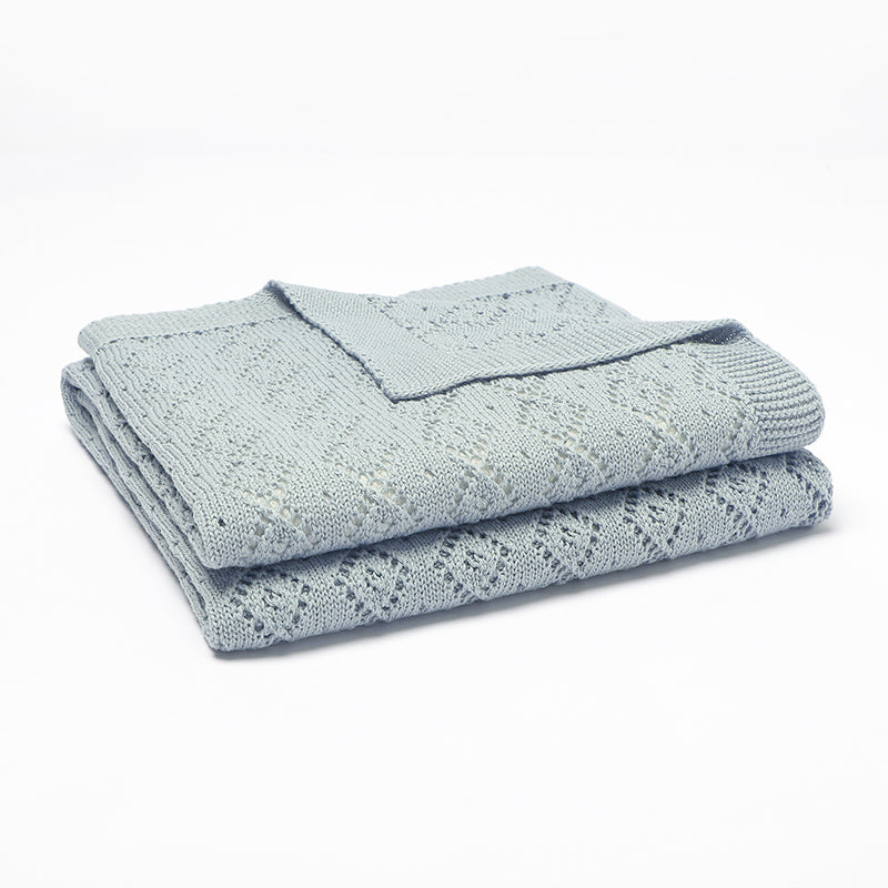 Diamond Weave Knit Blanket (Dusky Blue)