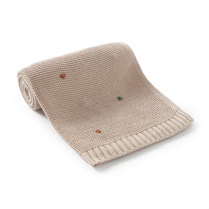 Confetti Dot Knit Blanket (Camel)