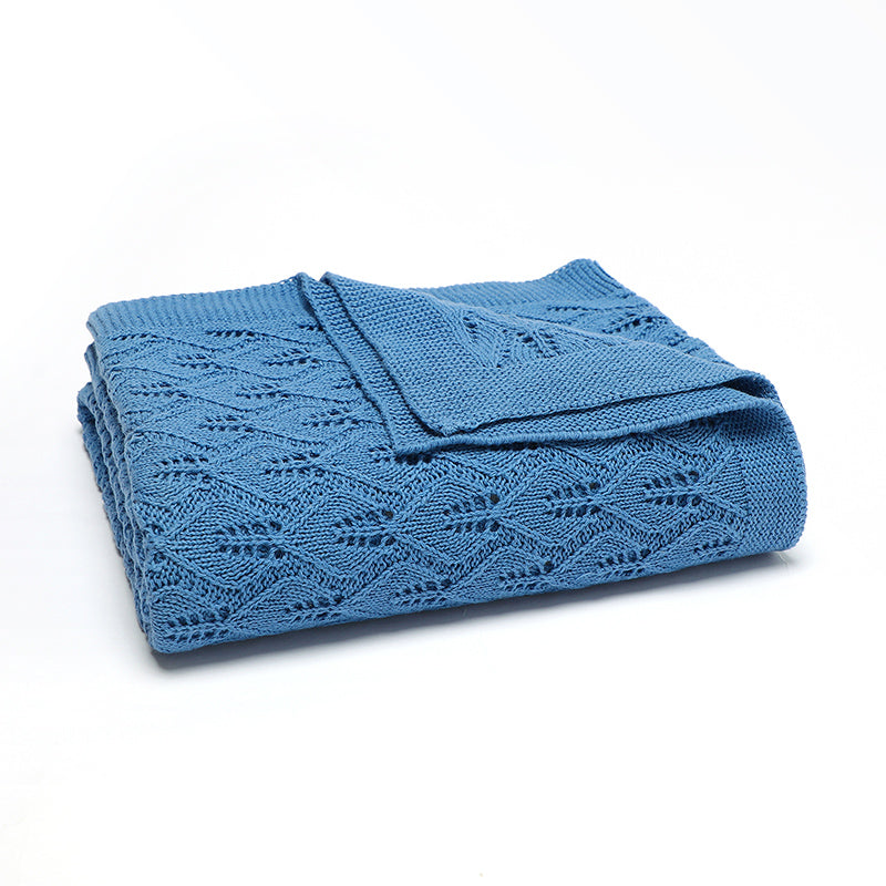 Flower Weave Knit Blanket (Denim)