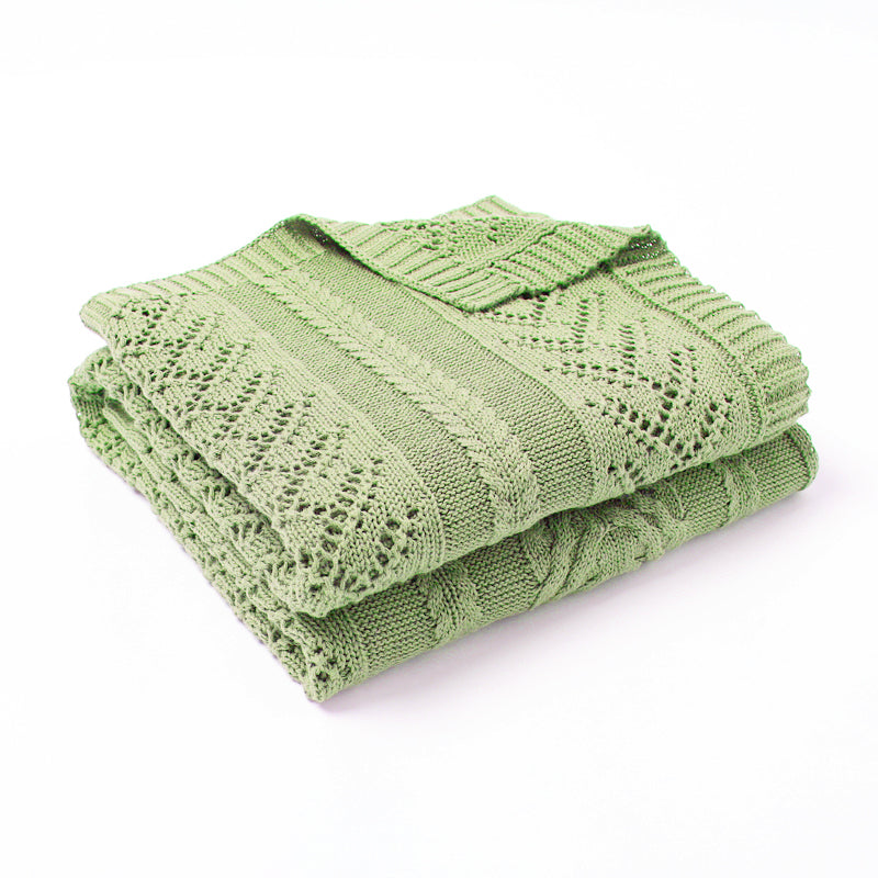 Leaf Weave Knit Blanket (Sage)