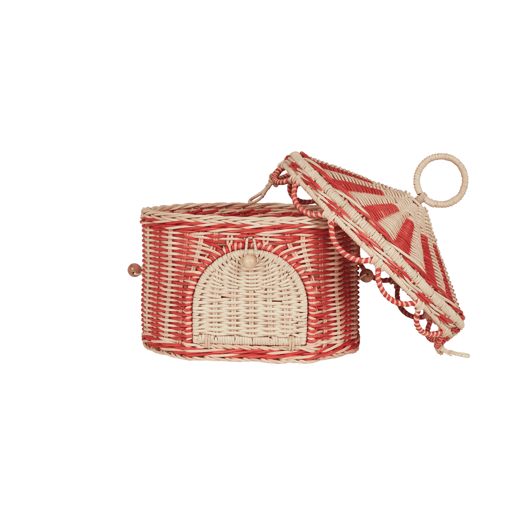 Circus Tent Basket (Red & Straw)