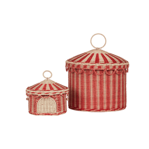 Circus Tent Toy Basket (Red & Straw)