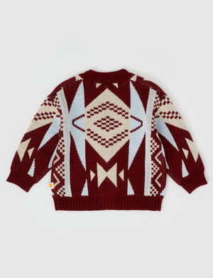 BANJO KNIT CARDIGAN (BRICK BURGUNDY)