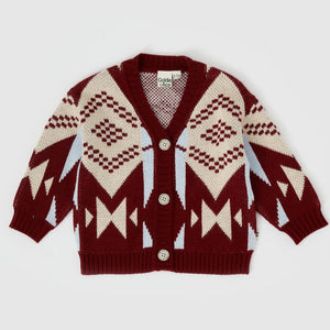 BANJO KNIT CARDIGAN (BRICK BURGUNDY)