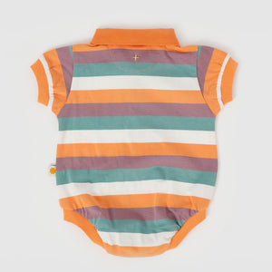 Dino Valley Stripe Polo Romper