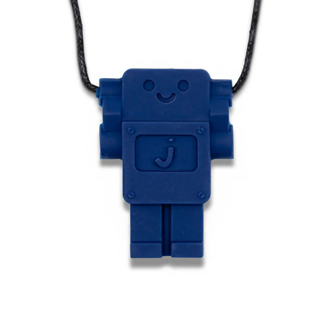 Dark Blue Robot Chew Pendant