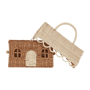 Rattan Gingerbread Casa Clutch (Natural & Straw)