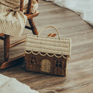 Rattan Gingerbread Casa Clutch (Natural & Straw)