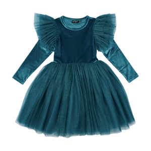 Green Velvet Sparkle Party Dress