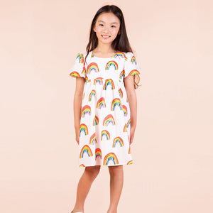 Over The Rainbow Puff Sleeve Dress