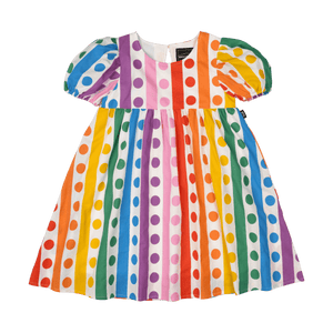 Rainbow Drops Puff Sleeve Dress