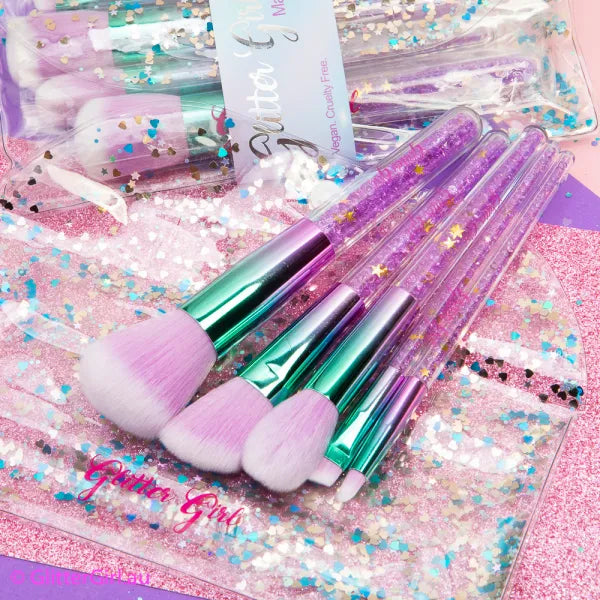 Purple Sparkle Makeup Brush Set