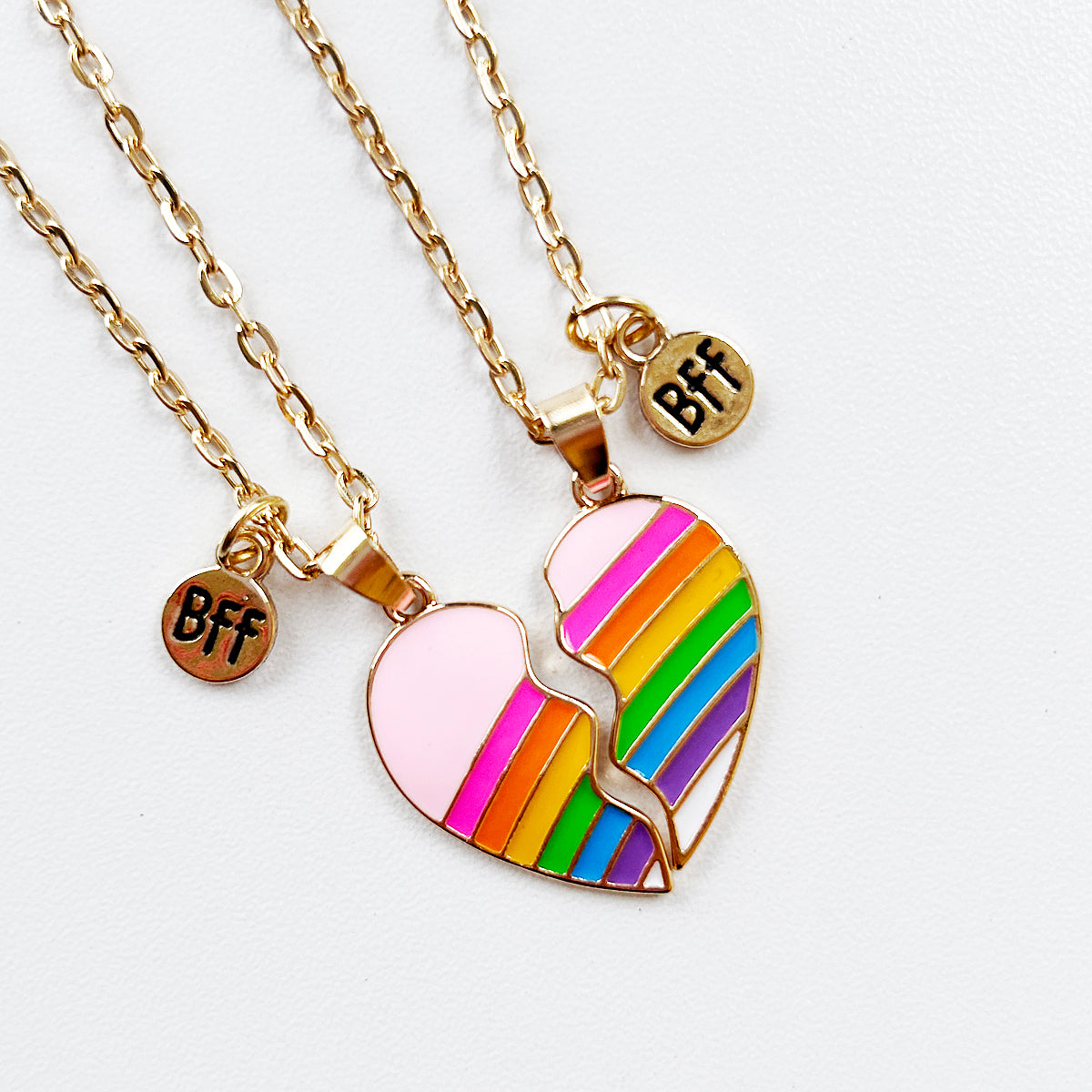 Rainbow Heart Best Friends Necklace - Kawaii Kids