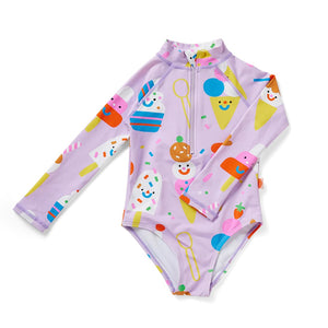 Long Sleeve Zip Bather (Sundae Fun Day)