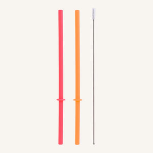 Flexi Stopper Straw Set (Tangerine & Watermelon)