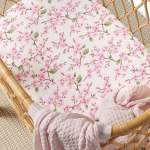 Cherry Blossom Organic Bassinet Sheet/ Change Pad Cover