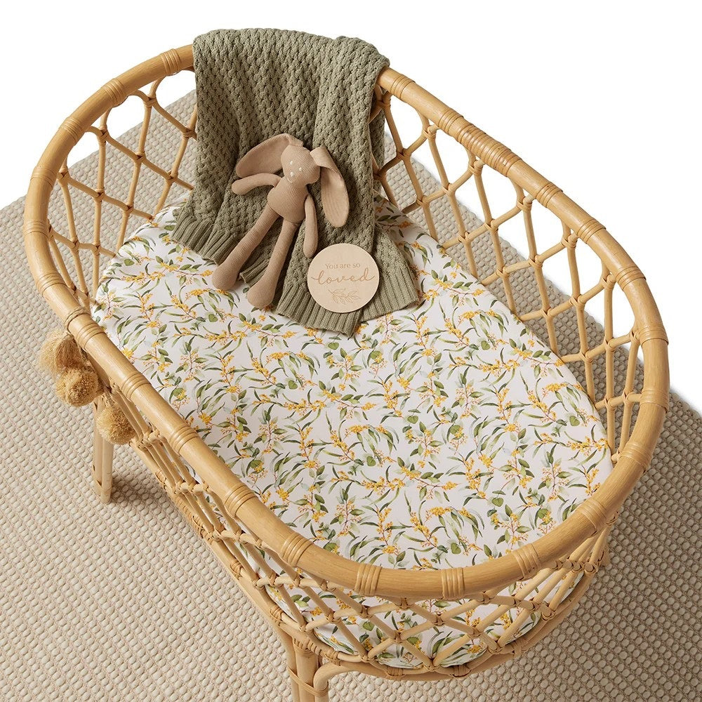 Golden Wattle Organic Bassinet Sheet/ Change Pad Cover