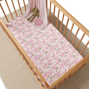 Cherry Blossom Organic Fitted Cot Sheet