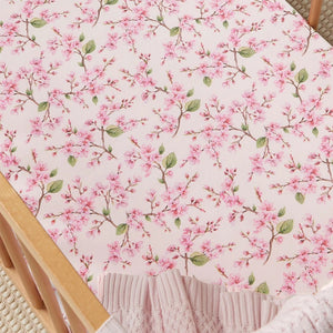 Cherry Blossom Organic Fitted Cot Sheet