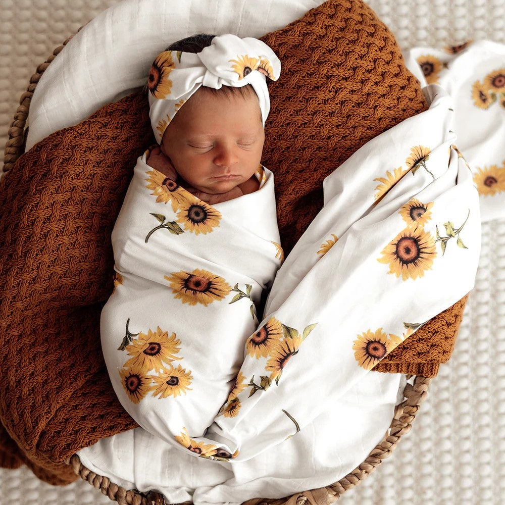 Sunflower Organic Jersey Wrap & Topknot Set