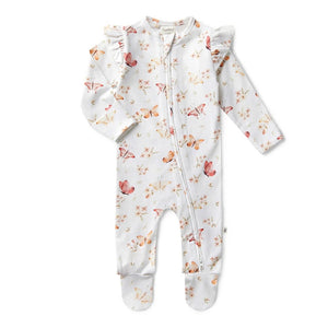 Butterfly Organic Snuggle Sleepsuit Zip Footie With Frill