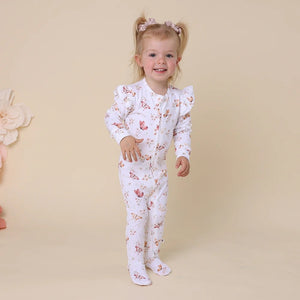 Butterfly Organic Snuggle Sleepsuit Zip Footie With Frill