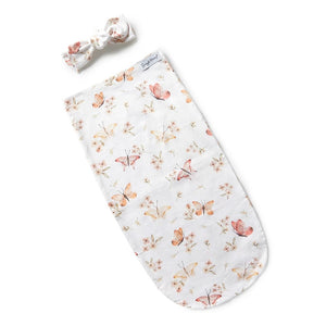 Butterfly Organic Snuggle Swaddle & Topknot Set