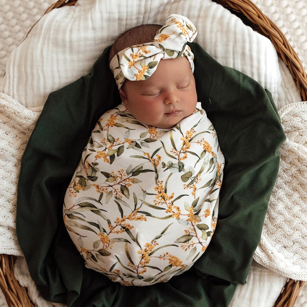 Golden Wattle Organic Snuggle Swaddle & Topkont Set