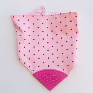 Bandana Teething Bib (Pink with Raspberry Dots)