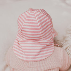 Legionnaire Flap Sun Hat (Pink Stripe)