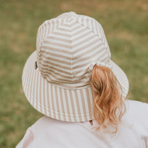 Ponytail Bucket Sun Hat (Natural Stripe)