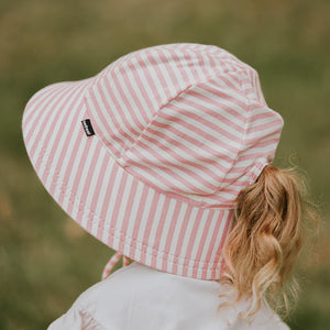 Ponytail Bucket Sun Hat (Pink Stripe)