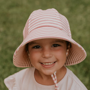 Ponytail Bucket Sun Hat (Pink Stripe)