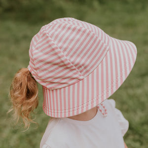 Ponytail Bucket Sun Hat (Pink Stripe)