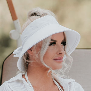 Ladies Adjustable Wide-Brimmed Swim Visor (White)