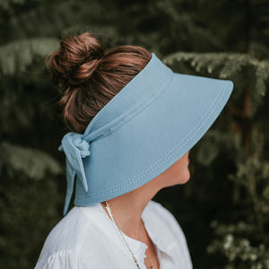 Ladies Adjustable Wide-Brimmed Sun Visor Hat (Chambray)