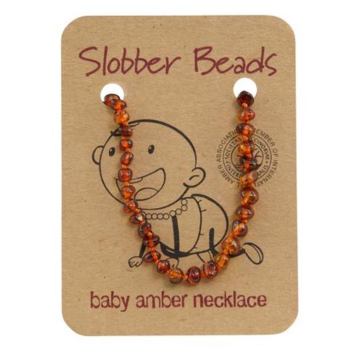 Amber Baby Teething Necklace (Cognac Round)