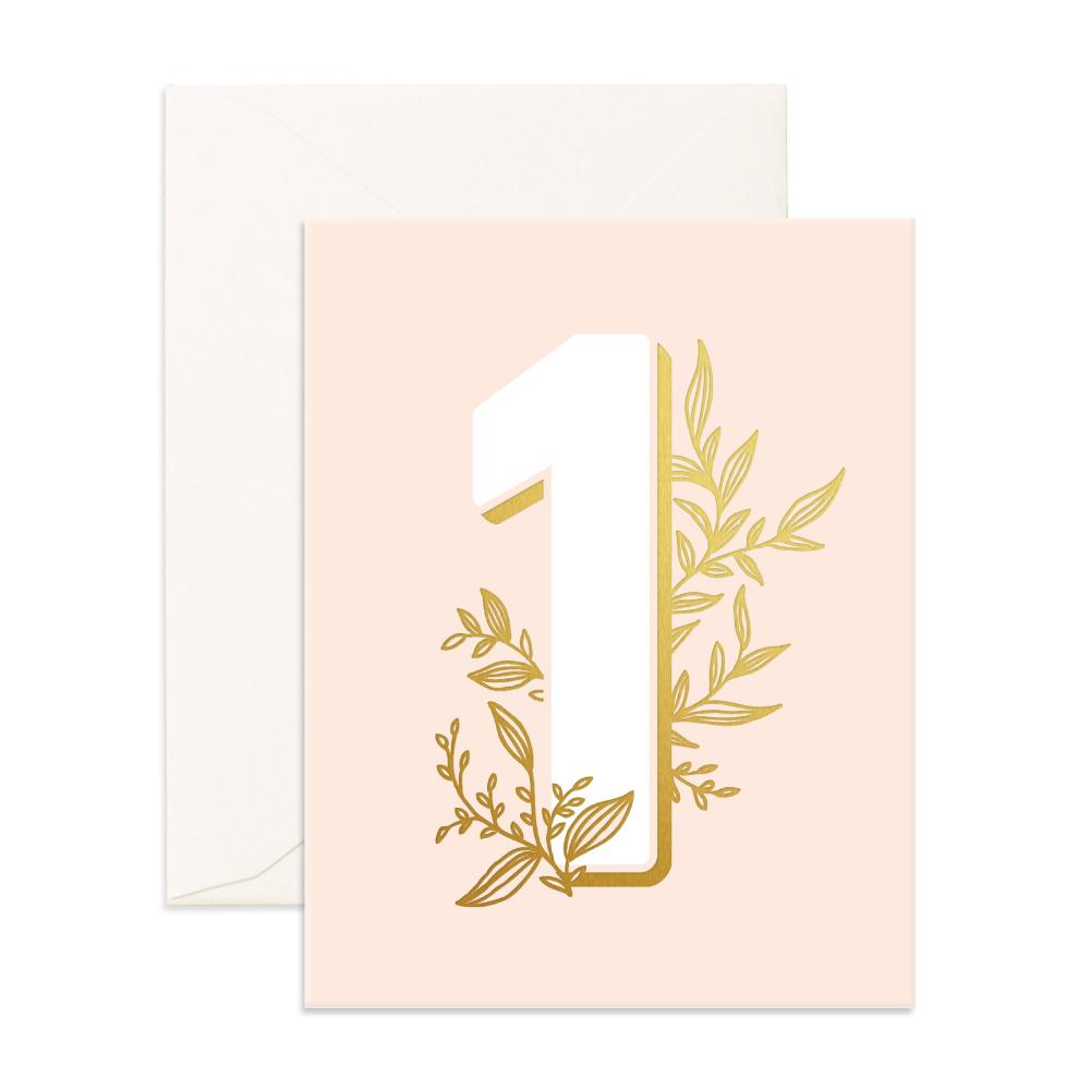 Number 1 Floral Greeting Card - Kawaii Kids