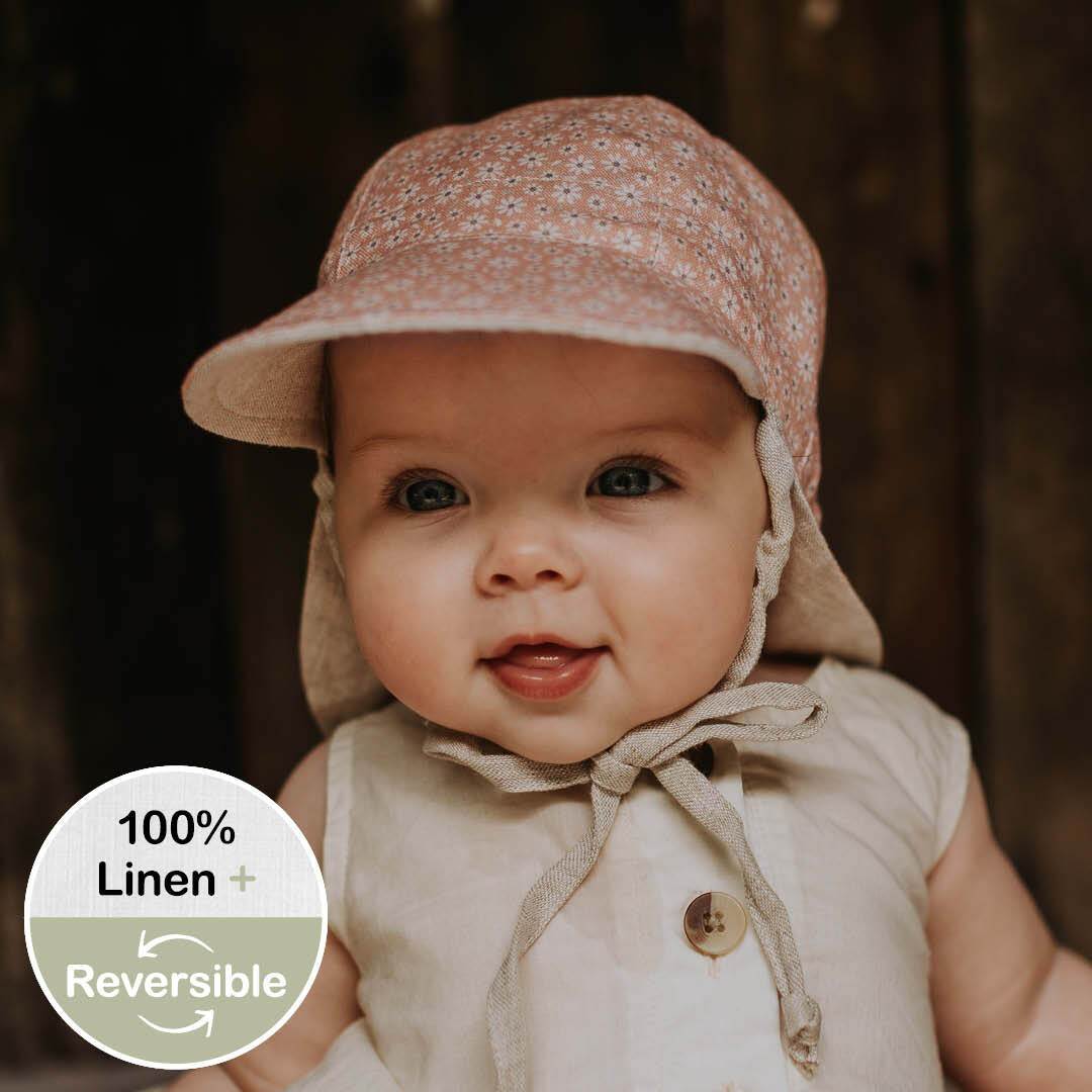 Baby Reversible Flap Hat (Polly/Flax)