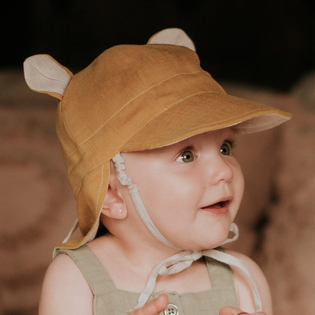 Roamer Baby Reversible Teddy Flap Sun Hat (Maize/Flax)