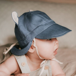 Roamer Baby Reversible Teddy Flap Sun Hat (Steele/Flax)