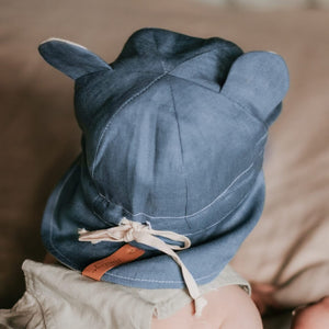 Roamer Baby Reversible Teddy Flap Sun Hat (Steele/Flax)