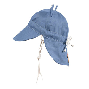 Roamer Baby Reversible Teddy Flap Sun Hat (Steele/Flax)