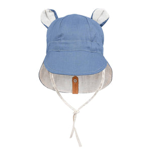 Roamer Baby Reversible Teddy Flap Sun Hat (Steele/Flax)