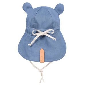 Roamer Baby Reversible Teddy Flap Sun Hat (Steele/Flax)