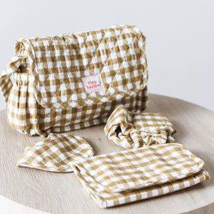 Convertible Dolls Nappy Bag (Mustard Gingham)