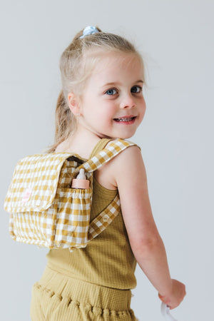 Convertible Dolls Nappy Bag (Mustard Gingham)