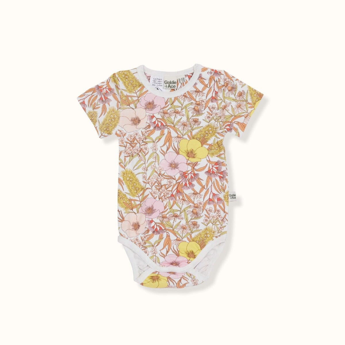 GOLDIE + ACE - On The Bay Print Short Sleeve Bodysuit in Vanilla