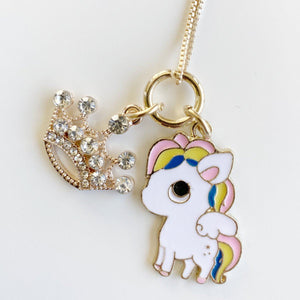 Unicorn & Crown Charm Necklace